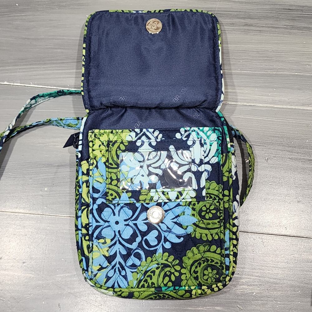 Vera Bradley Caribbean Sea Cross‎ Body Hipster Purse Bag Blues Greens - Picture 3 of 9